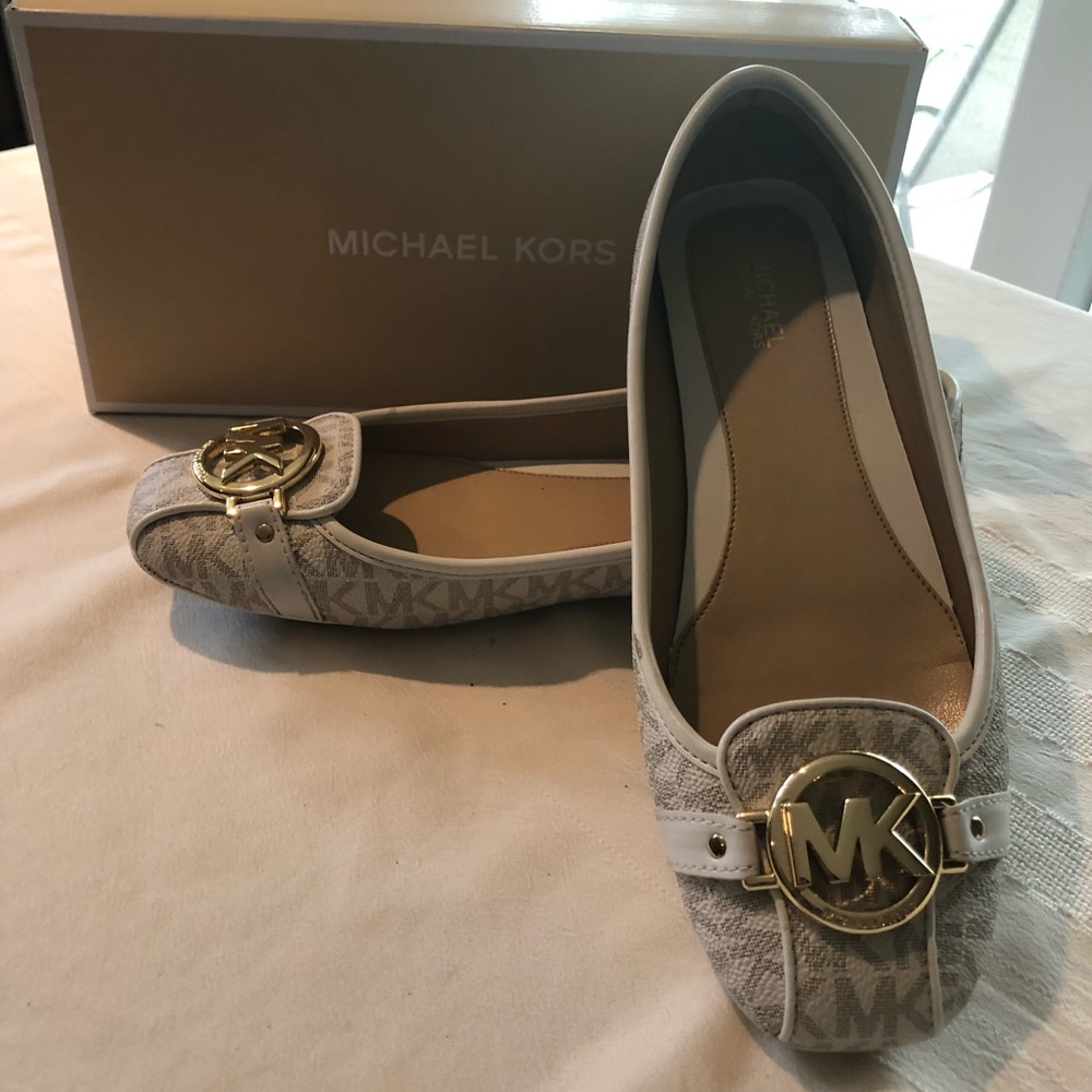 Michael Kors Fulton Mini MK Logo white flats
